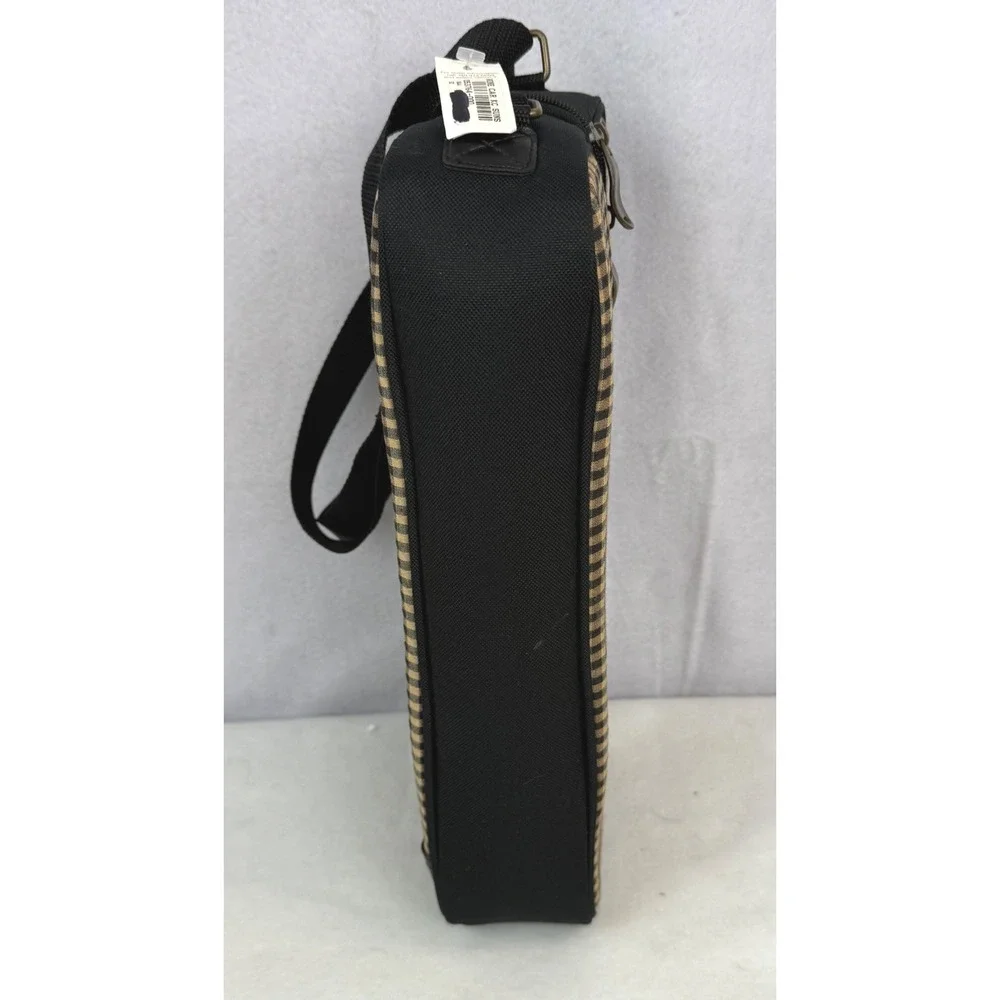 Longaberger Wine Carrier Case Black Tan Gingham Insulated Shoulder Bag NWT